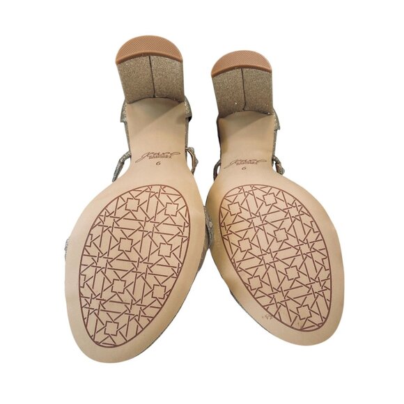 Jewel By Badgley Mischka Owen Glitter Heels Rhinestone Wedding Glam Shoe Size 6 - Picture 6 of 15